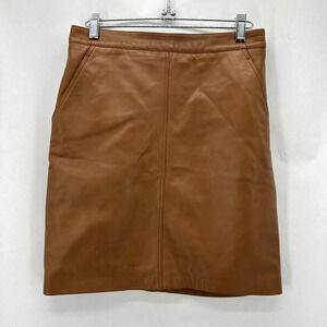 Vintage Gianni Versace It 38 US 4 Pencil Skirt Mini Brown Leather‎ Designer Glam